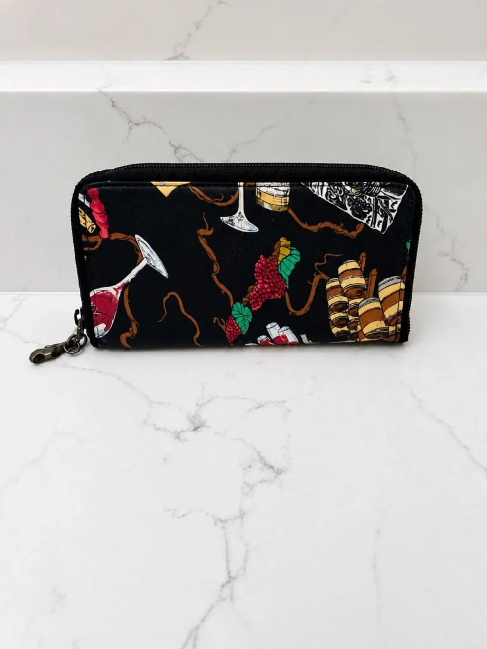 Vintage 1994 Nicole Miller Wine Country Silk Zip Around Wallet Rare 90s